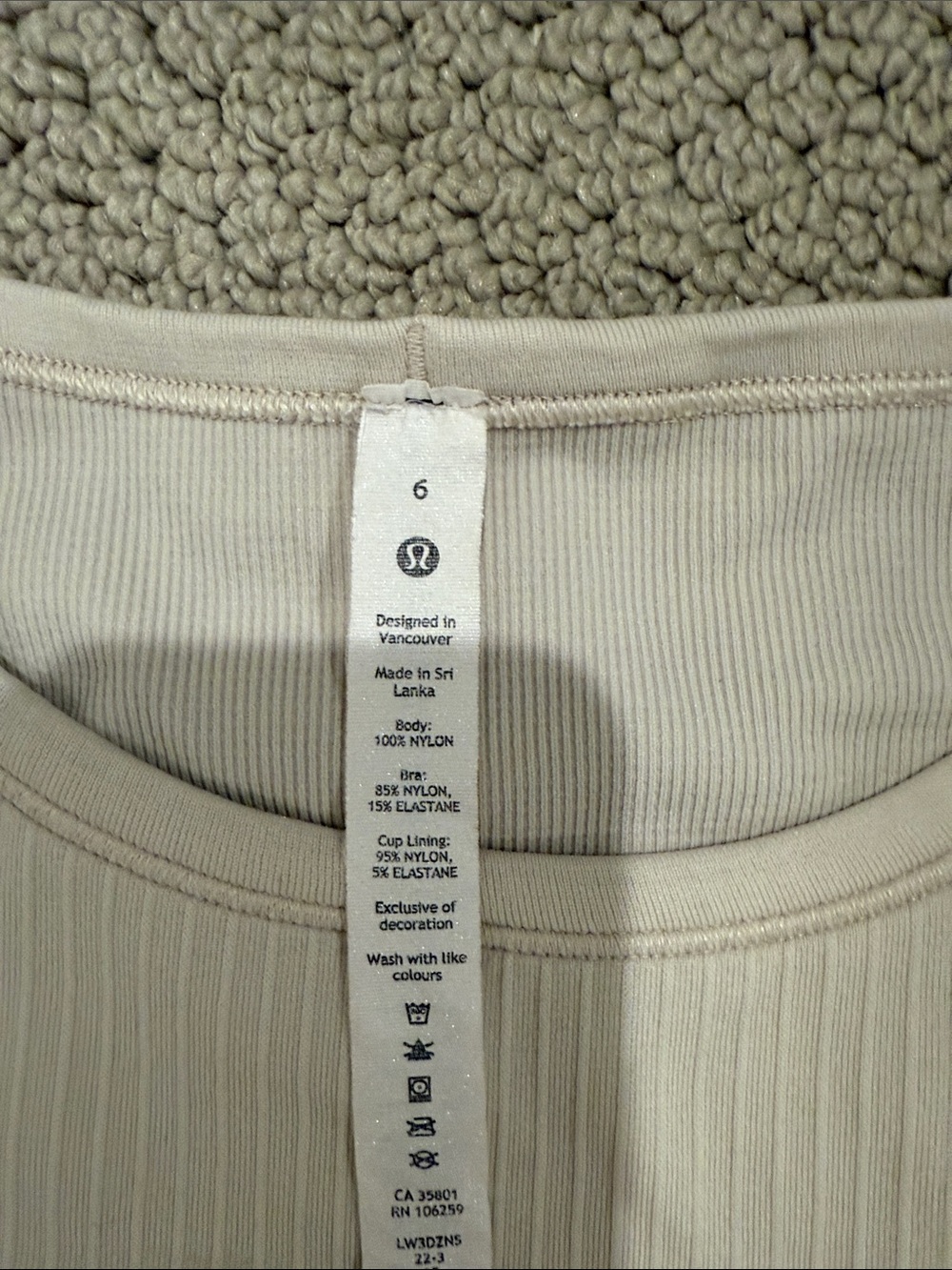 lululemon athletica Ribbed Long-Sleeve Crop Top - Light Beige - Picture 2 of 2